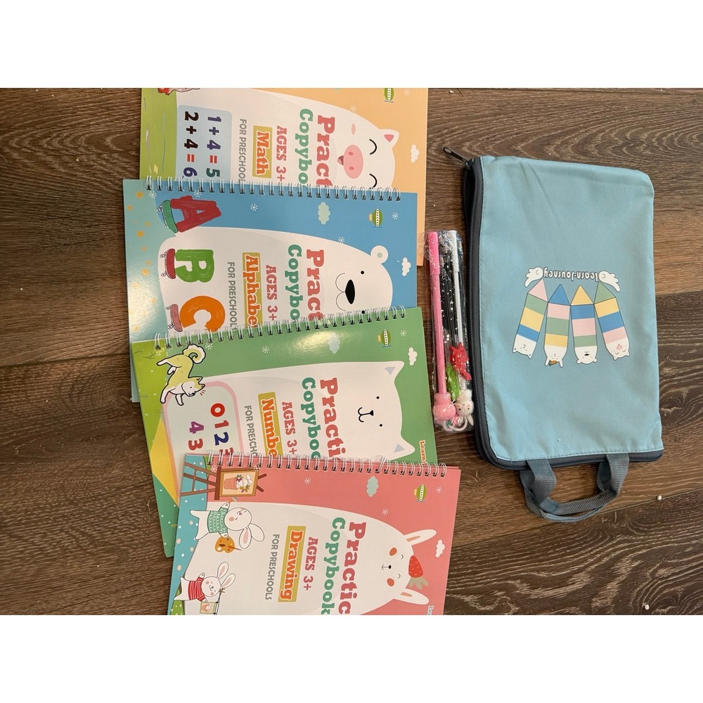 NEW Magic Ink Pens handwriting LARGE‎ book Groove Tracing Alphabet Numbers